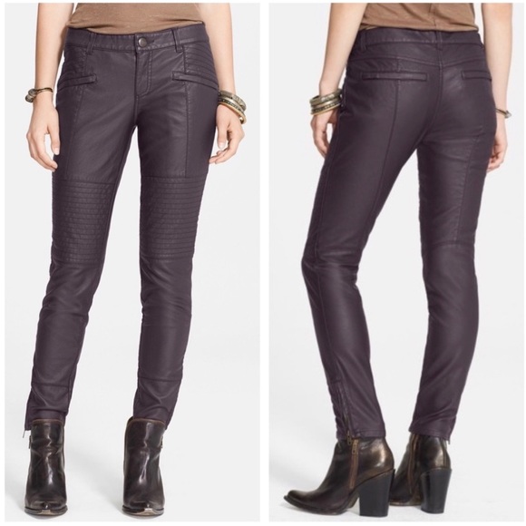 SOLD-Free People Faux Leather Skinny Moto Pants - Picture 2 of 11
